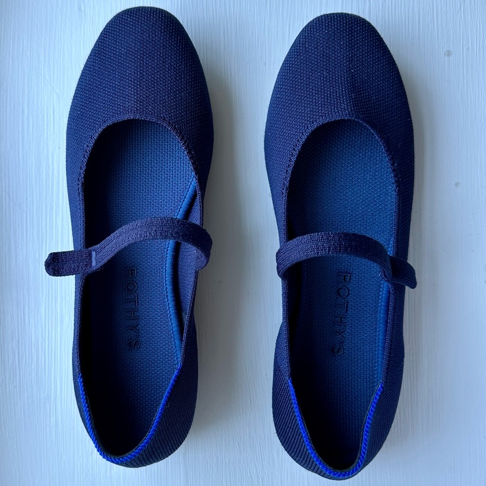 Rothy's Deep Blue Navy Mary Jane Flats like new